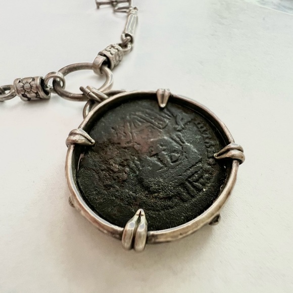 Ancient Artifact coin necklace Constantinople Byzantine Roman Coin 578-582 A.D. - Picture 11 of 15